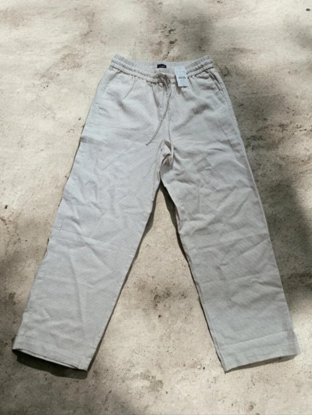J. Crew Light Khaki Pinstripe Drawstring Stretchy Pants.